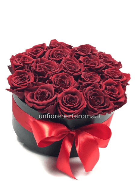 Box tonda di Rose rosse 