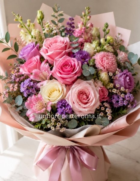 Bouquet romantico tonalità chiare 